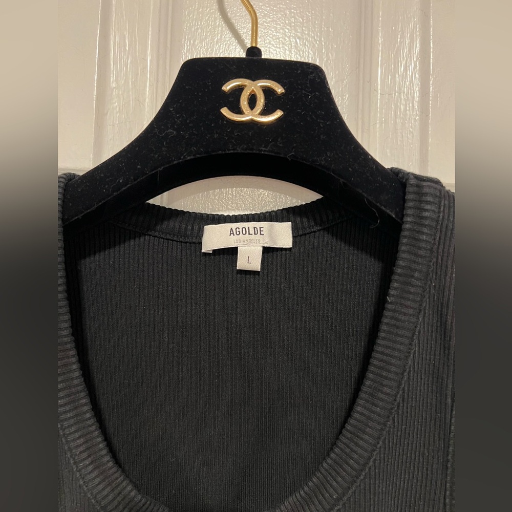 AGOLDE Poppy Scoop Neck Tank Top Black Size L excellent condition Neiman Marcus - Picture 7 of 14